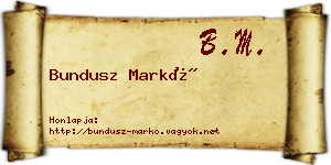 Bundusz Markó névjegykártya